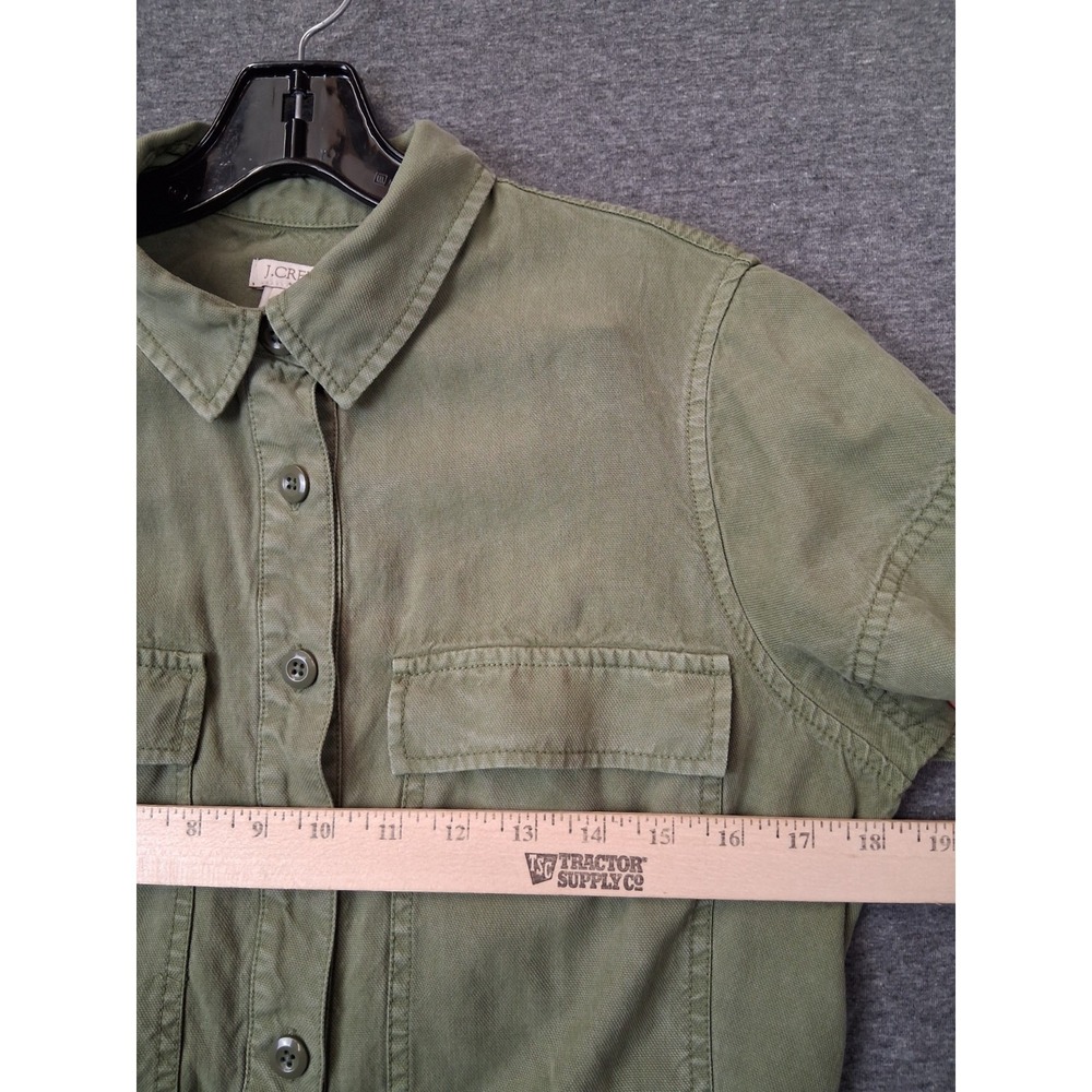 J Crew‎ Womens Dress 8 Army Green Popover Canvas Utility Shirt Lightweight - Picture 4 of 9